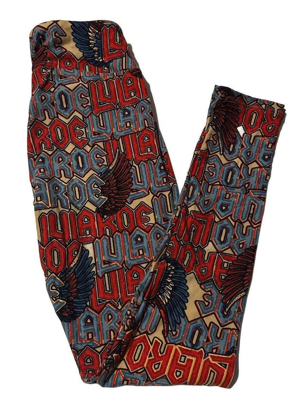 LuLaRoe Leggings with Colorful Logo and Wing Pattern